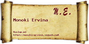 Monoki Ervina névjegykártya